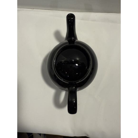 Black Ceramic Teapot With Lid, No chips or cracks, Glossy Modern Shape - Picture 6 of 12